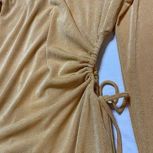 Forever21 Yellow Cut Out Tie Mini Dress